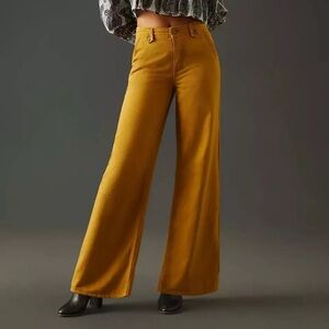Pilcro By Anthropologie Yellow Low-Rise Column Flared Pants Women’s Size 29 Tall